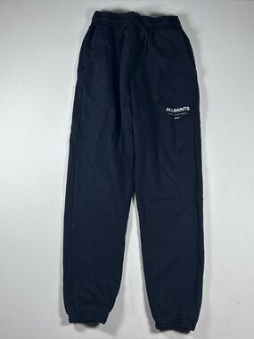 Allsaints Underground Straight Cuffed Logo Sweatpants Mens Medium Black Casual